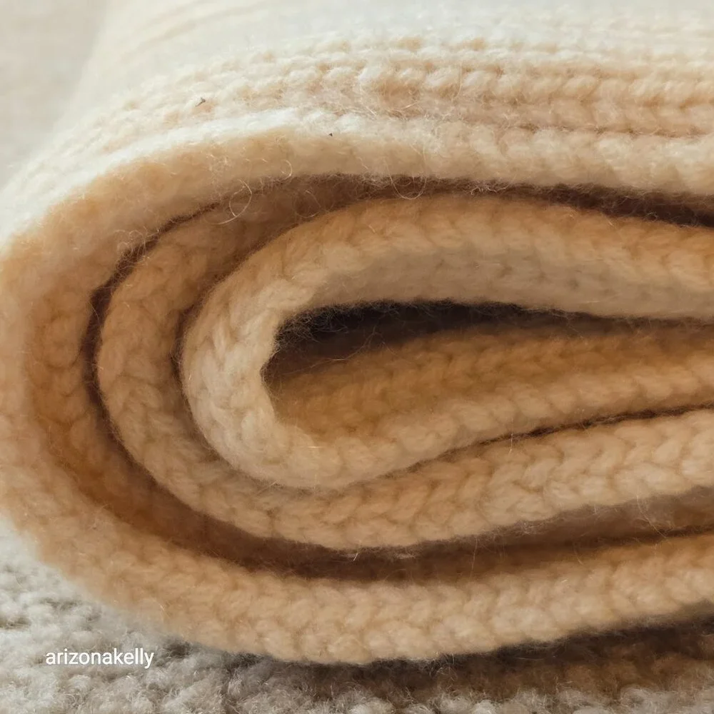 Johnstons Cashmere Scarf Ribbed Thick Ivory